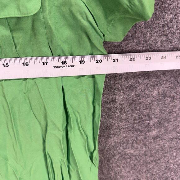 Karen Scott Shirt Women L Large Green Button Up Collared Short Sleeve Pockets - Picture 4 of 6